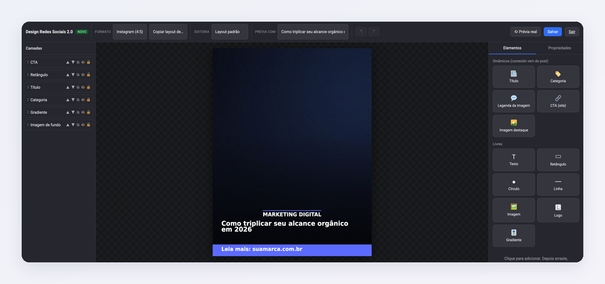 Design de post profissional, gerado automaticamente