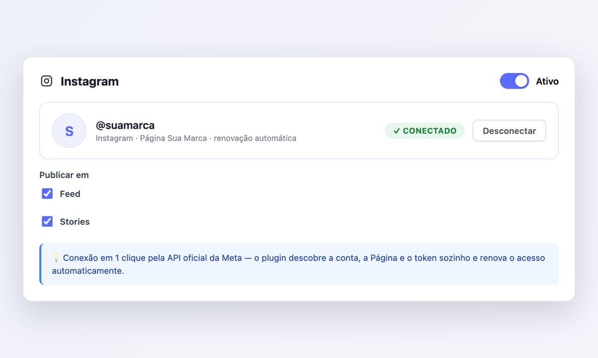 Conecte Instagram e Facebook com um clique