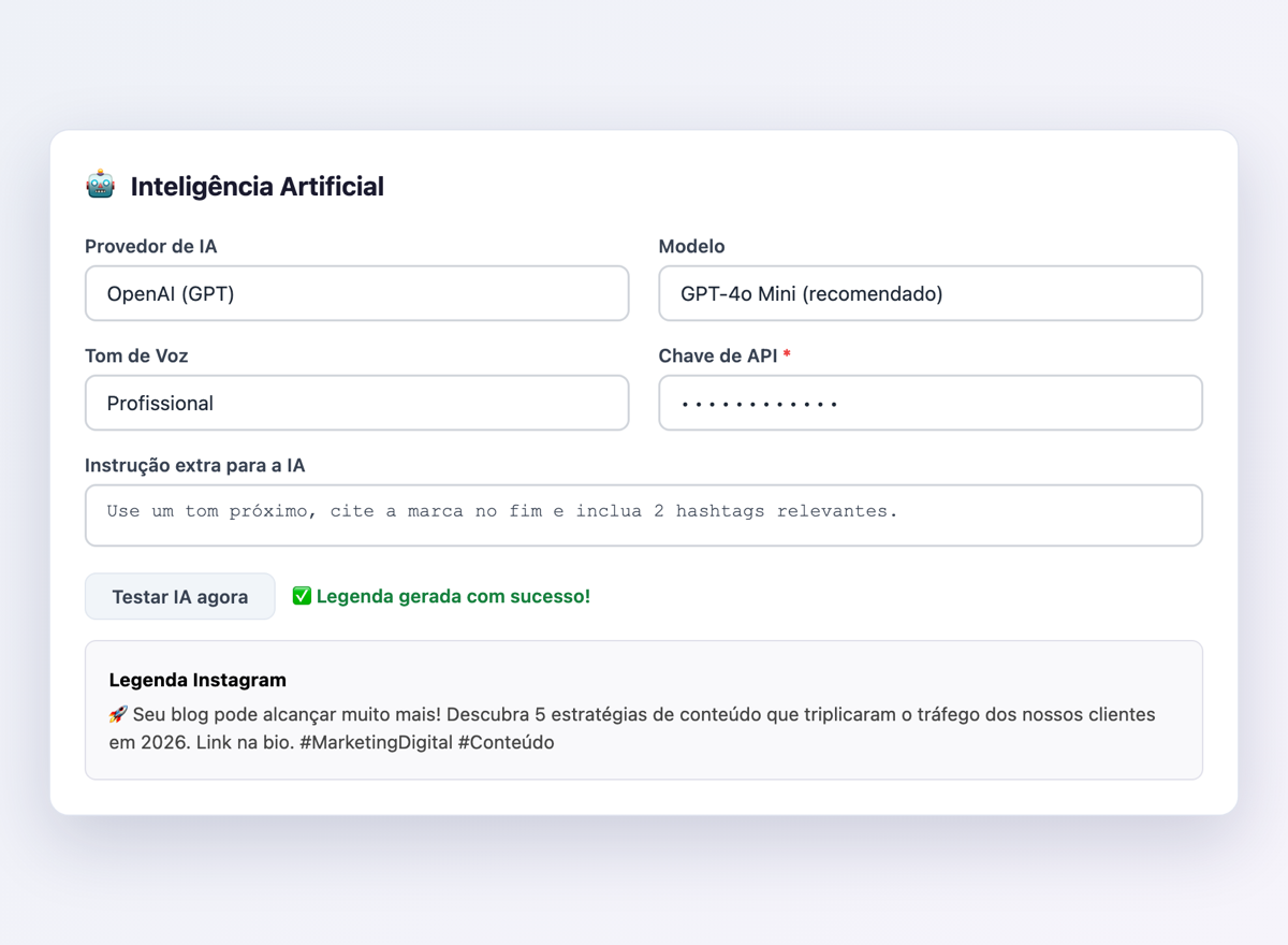 Cada artigo vira uma legenda pensada para rede social